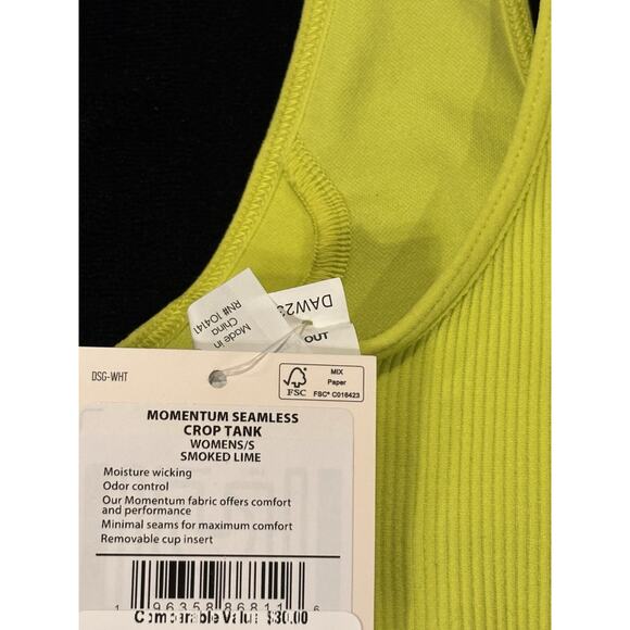 DSG Women's S Momentum Seamless Smoked Lime Cropped Tank Top New With Tags - Picture 3 of 3